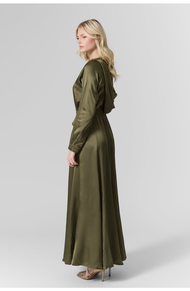 Le Fafo Silk Hooded Maxi Dress, Alternate, color, Olive Green