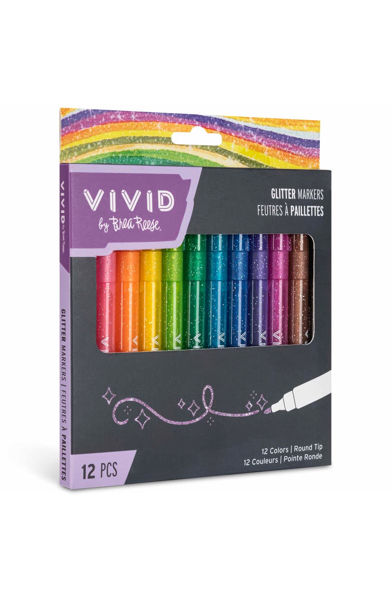 Brea Reese Vivid Glitter Markers 12 Pack, Sparkle & Shine Ink, Alternate, color,