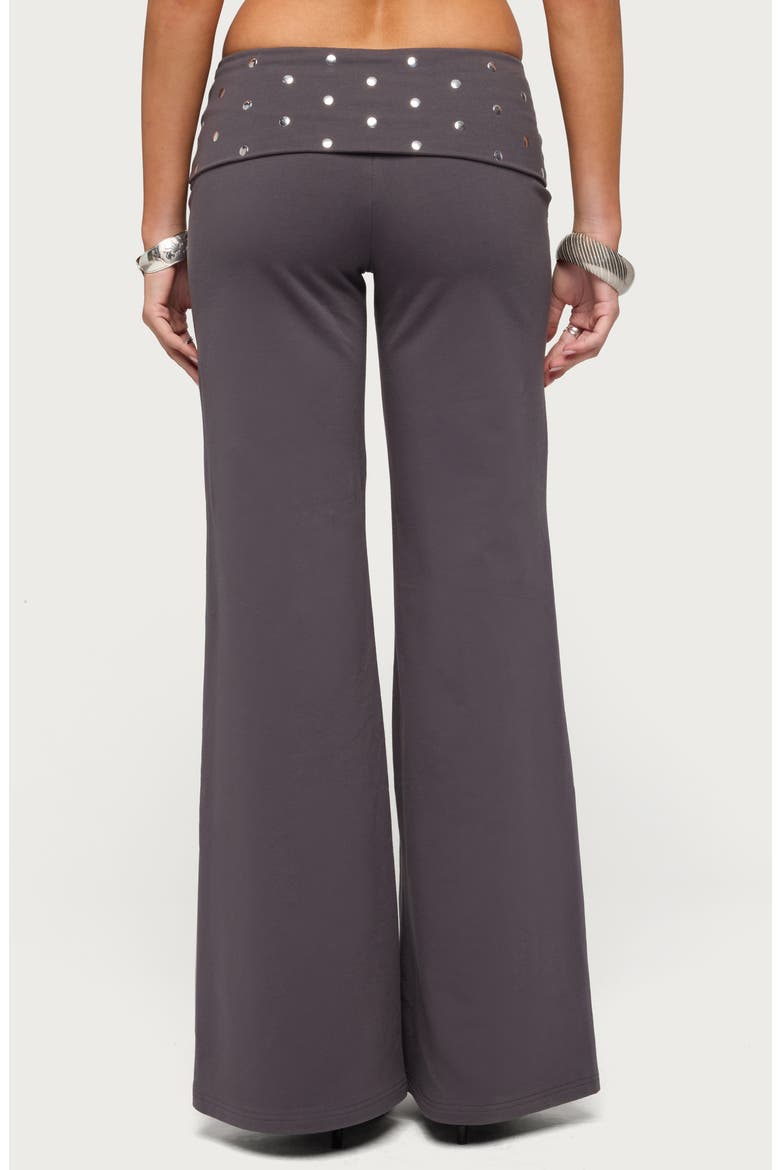 Breanna Studded Foldover Wide Leg Pants, Alternate, color, DARK-GRAY