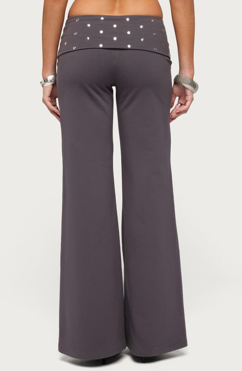 EDIKTED Breanna Studded Foldover Wide Leg Pants, Alternate, color, Dark-Gray