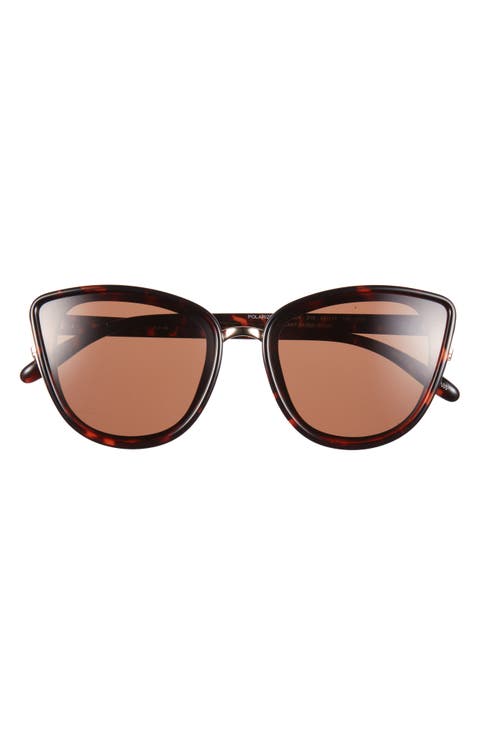 Plastic Cat Eye 60mm Polarized Sunglasses