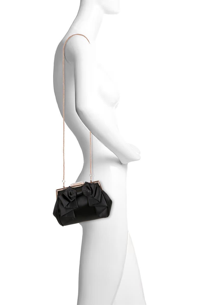 Jewel Badgley Mischka Mae Bow Pouch Clutch, Alternate, color, Black