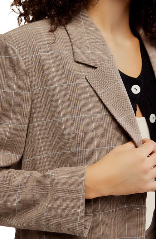 Free People Paper Cut Pinstripe One Button Blazer In Brown