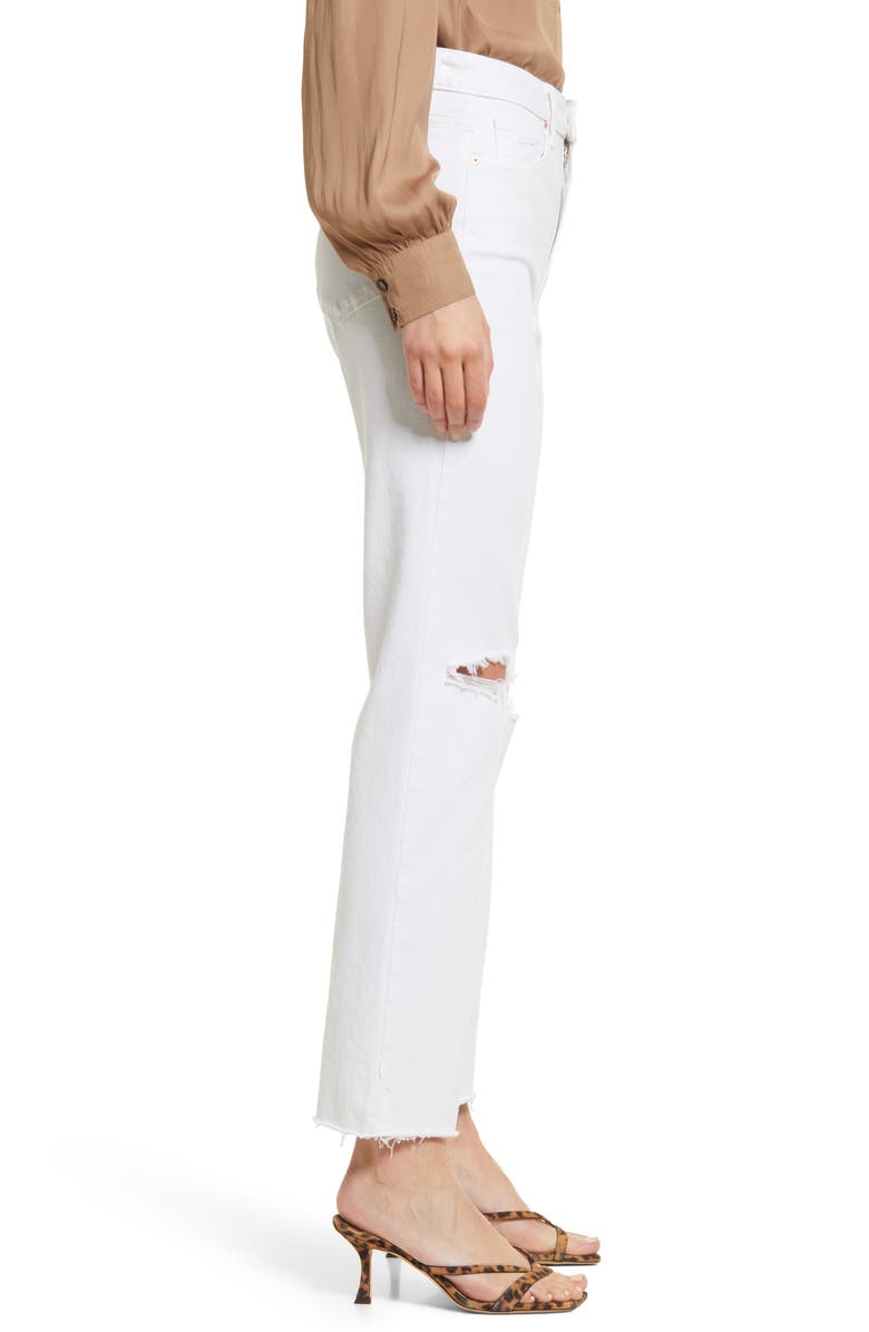 PAIGE Noella Ripped High Waist Straight Leg Jeans, Alternate, color, Soft Ecru Destructed