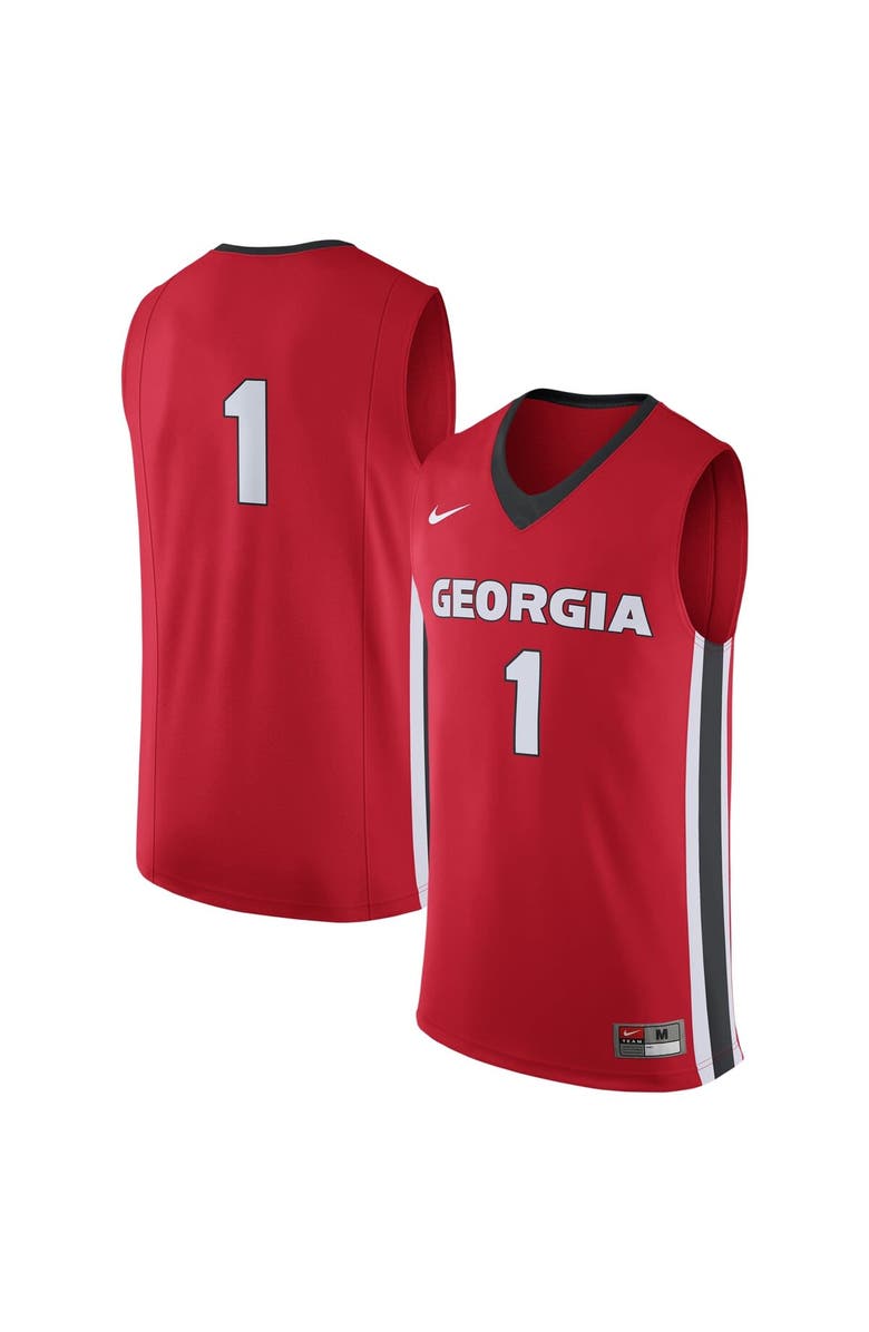 Nike Men's Nike #1 Red Georgia Bulldogs Replica Jersey, Main, color, Red