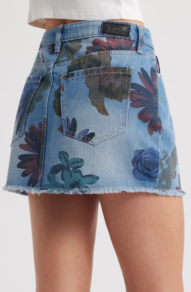 PTCL Ria Floral Print Denim Miniskirt, Alternate, color, Indigo
