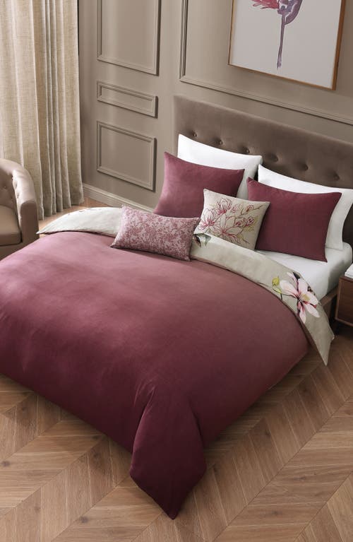 Bebejan 5-piece Purple Lilies Reversible Comforter Set In Purple