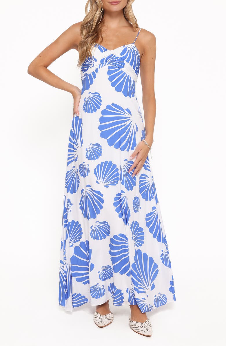 Petal & Pup Tyla Shell Print Maxi Dress, Main, color, Blue Shell