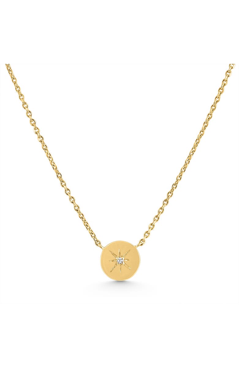 Bliss Diamond Diamond Disc Starburst Pendant 14k Gold Necklace 18", Main, color, 14K Yellow Gold