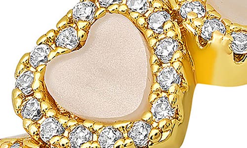 Hmy Jewelry 18k Gold Plated Mother-of-pearl & Simulated Diamond Heart Ring In Gold