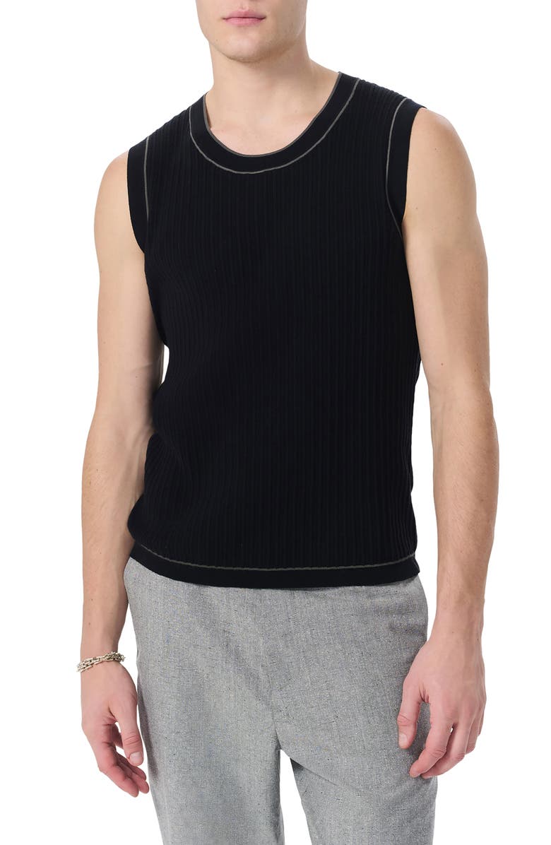 rag & bone Sanford Rib Tank, Main, color, Black