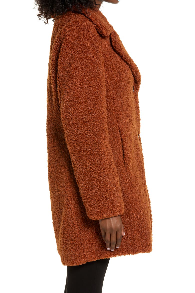 Faux Fur Teddy Coat, Alternate, color, COGNAC