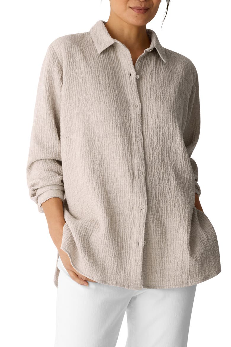 Classic Collar Stretch Organic Cotton Button-Up Shirt, Main, color, DOVE