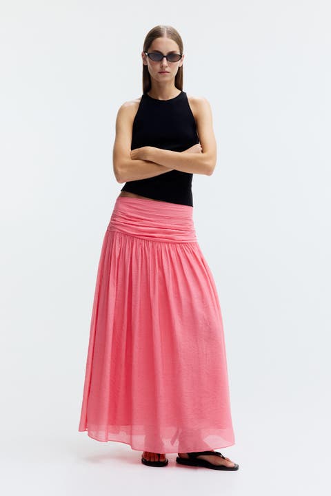 Gathered Crêpe Skirt