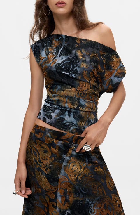 Off the Shoulder Burnout Top