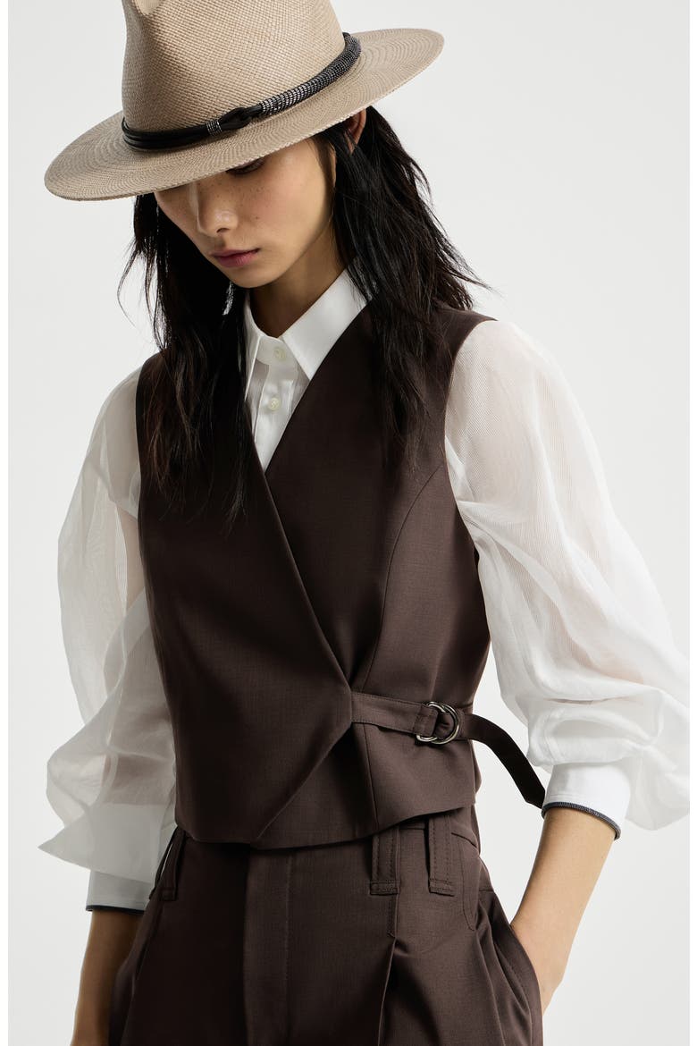 Tropical Luxury wool vest, Alternate, color, Cocoa