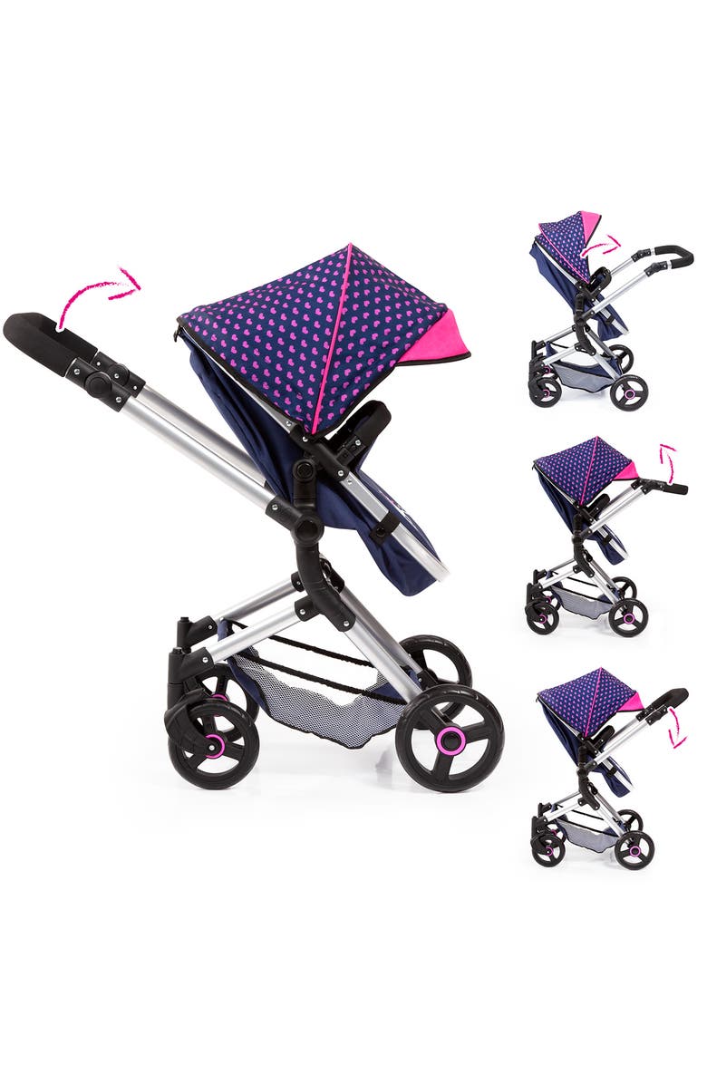 Bayer Design Vario Doll Pram with Adjustable Reversible Handle, Holds Dolls up to 52cm, Alternate, color, Multicolored