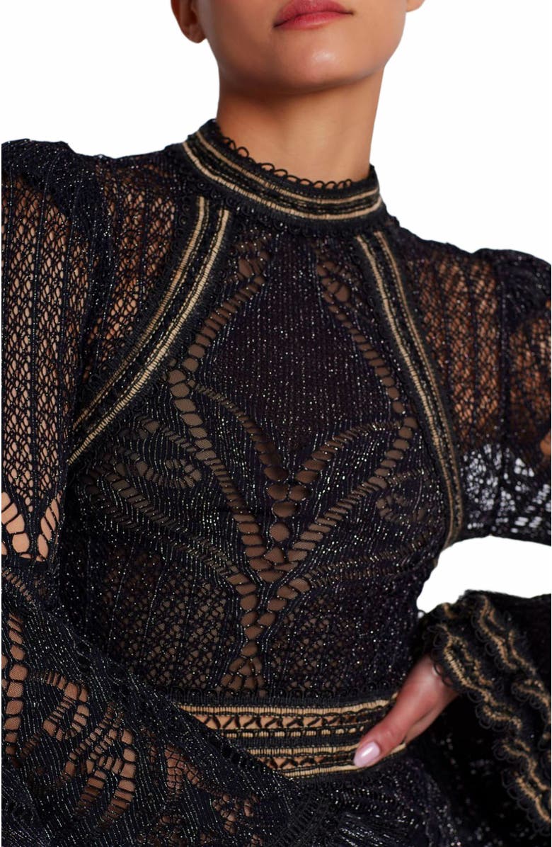 PatBO Lace and Fringe Mini Dress, Alternate, color,