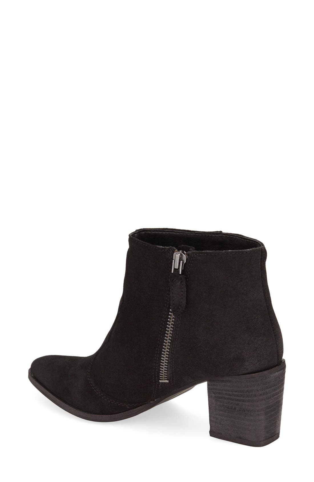 Block Heel Western Bootie, Alternate, color, BLACK SUEDE