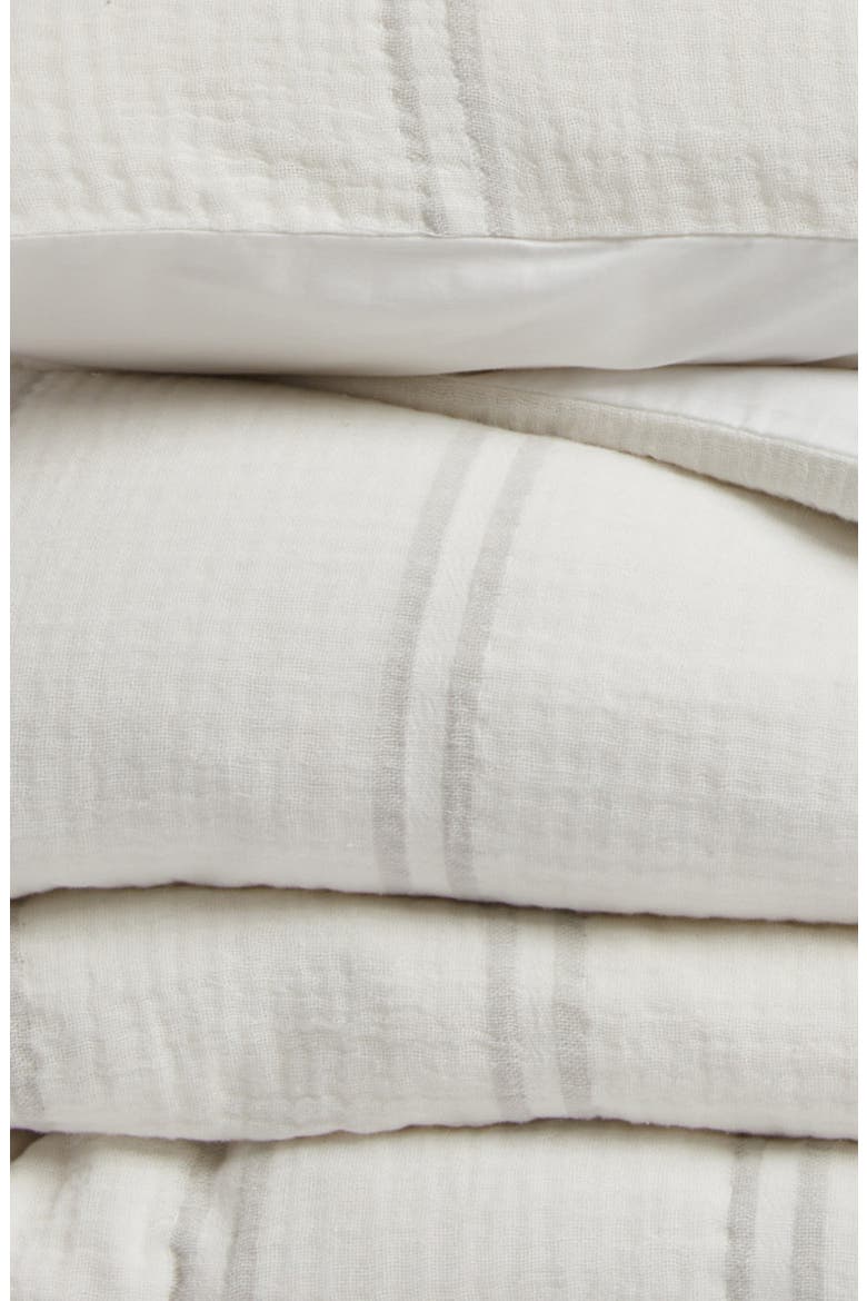 Stripe Cotton Gauze Duvet Cover & Shams Set, Alternate, color, WHITE SKINNY STRIPE