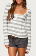 EDIKTED Lockie Stripe Knit Babydoll Top