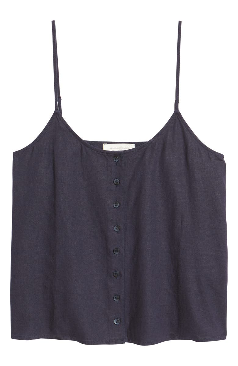 Treasure & Bond Button Front Linen Blend Camisole, Alternate, color, 