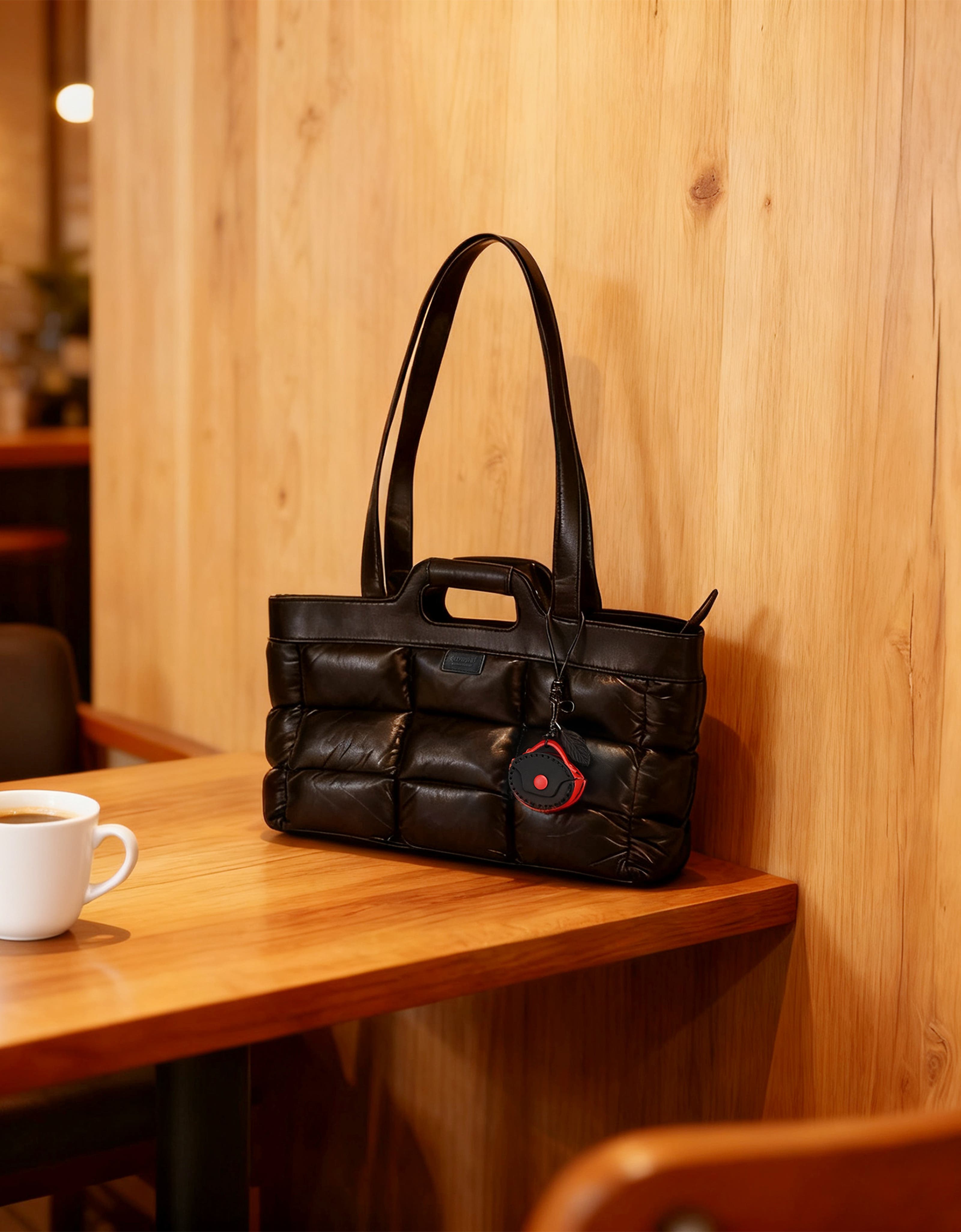 OLD TREND Oval Genuine Leather Two Tone Mini Charm, Alternate, color, Black