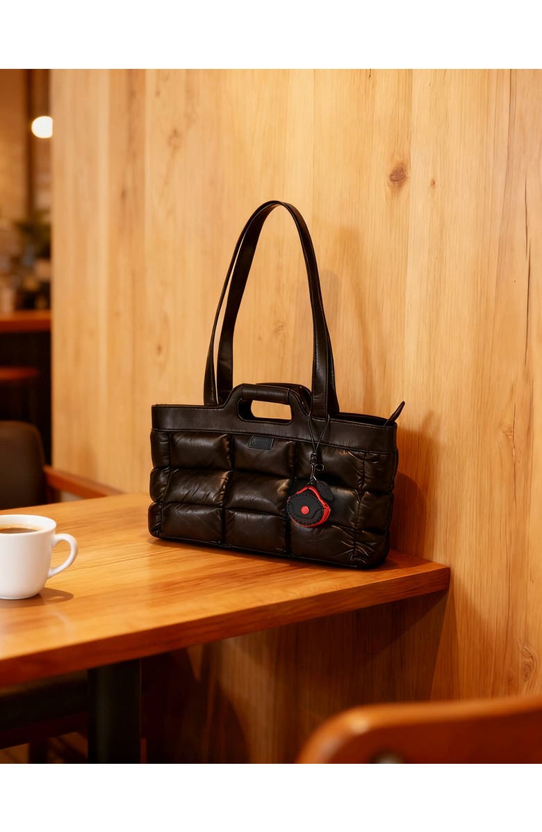 OLD TREND Oval Genuine Leather Two Tone Mini Charm, Alternate, color, Black