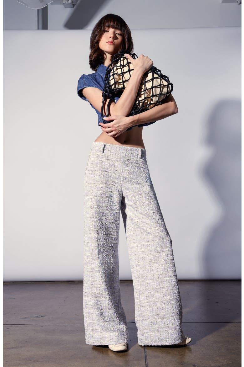 Sandro Tweed Wide Leg Pants, Alternate, color, LILAC TWEED