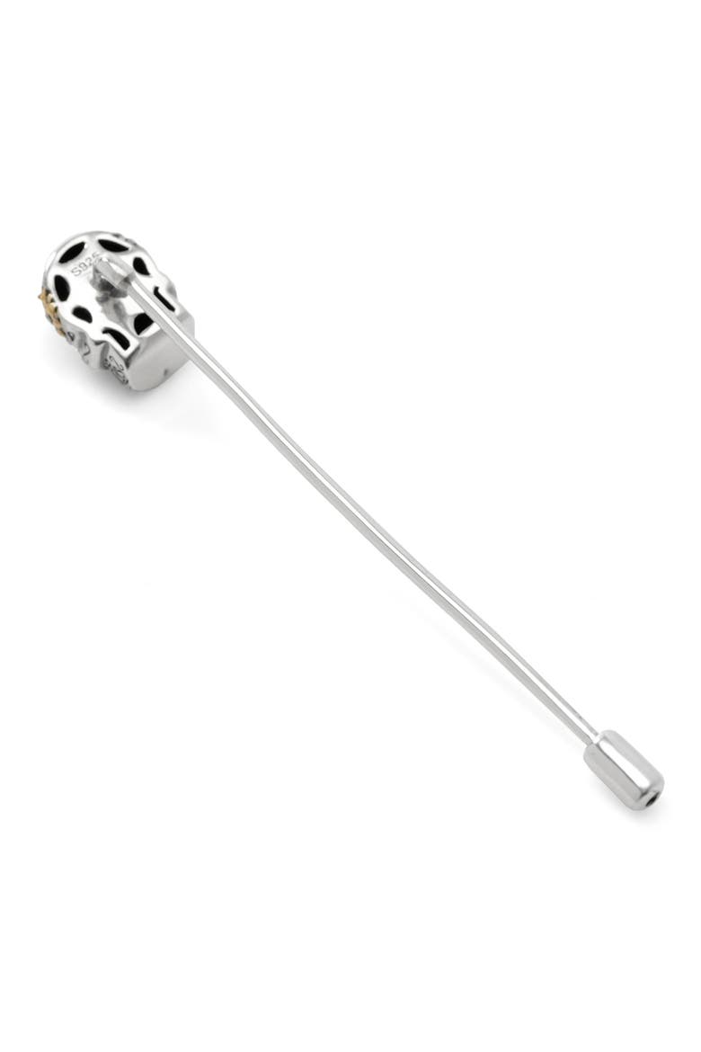 Embellished Sugar Skull Stick Pin, Alternate, color, SILVER