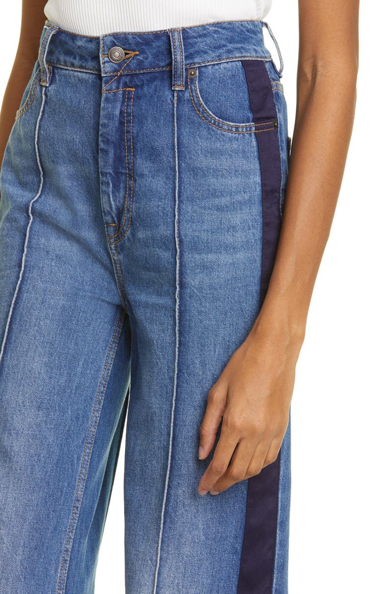 Zimmermann Rhythmic High Waist Super Flare Side Stripe Jeans, Alternate, color, 