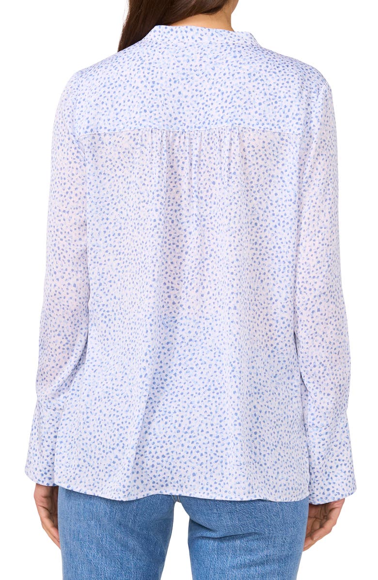 Vince Camuto Dot Print V-Neck Split Cuff Top, Alternate, color, 