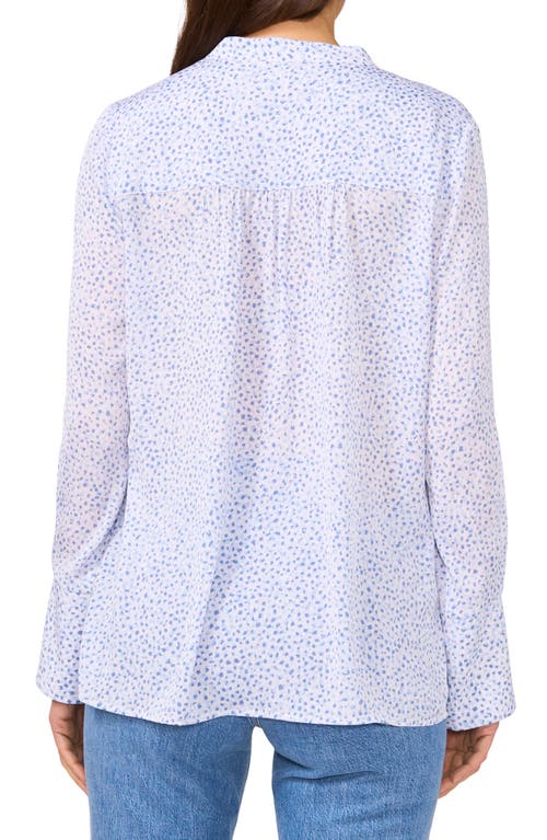 Vince Camuto Dot Print V-neck Split Cuff Top In Lake Breeze