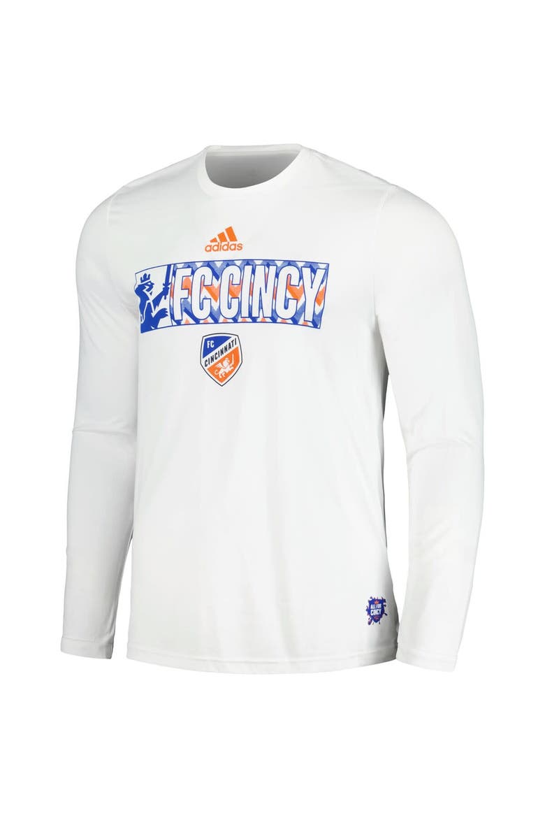 Men's adidas White FC Cincinnati 2024 Jersey Hook AEROREADY Long Sleeve T-Shirt, Alternate, color, White