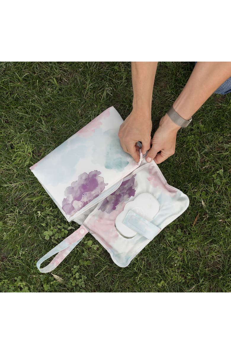 Tiny Twinkle Portable/Foldable Waterproof Diaper Changing Pad with Smart Wipes Pocket, Alternate, color, Cotton Candy