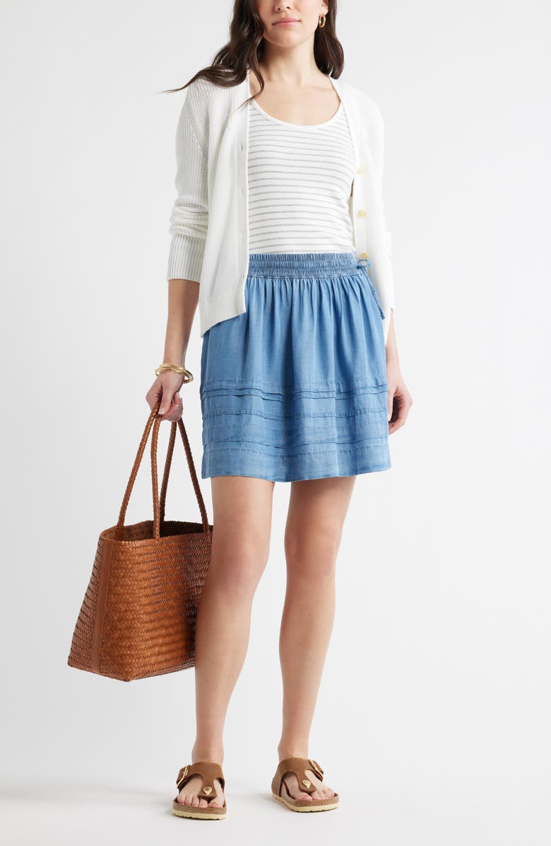Caslon<sup>®</sup> Chambray Tiered Miniskirt, Alternate, color, Medium Wash