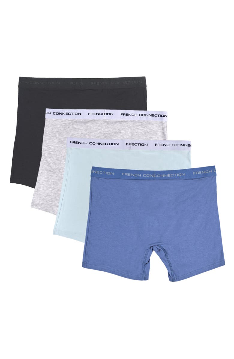 French Connection 4-Pack Cotton Boxer Brief, Alternate, color, Blue Grey