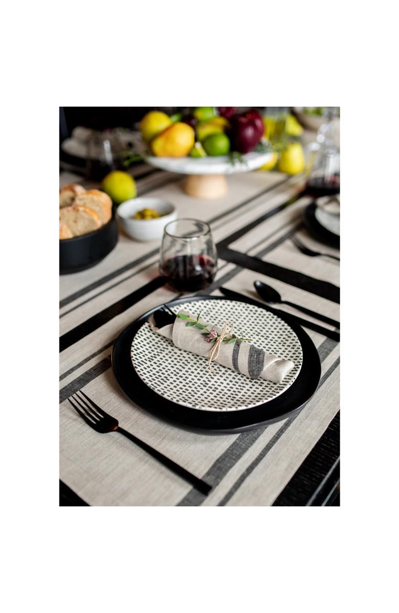 Solino Home Linen Placemats - French Stripe, 14" x 19" Inch, Alternate, color, Black And Natural