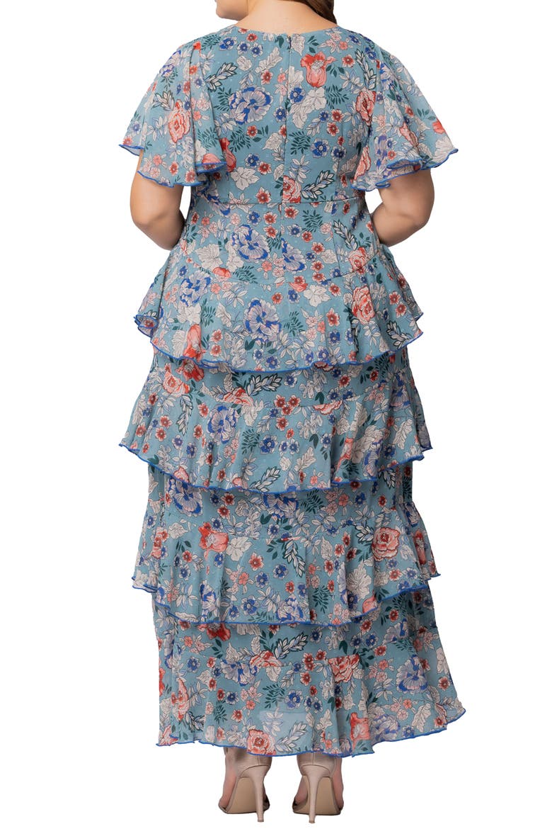 Tour de Flounce Tiered Maxi Dress, Alternate, color, BLUE GARDEN PRINT