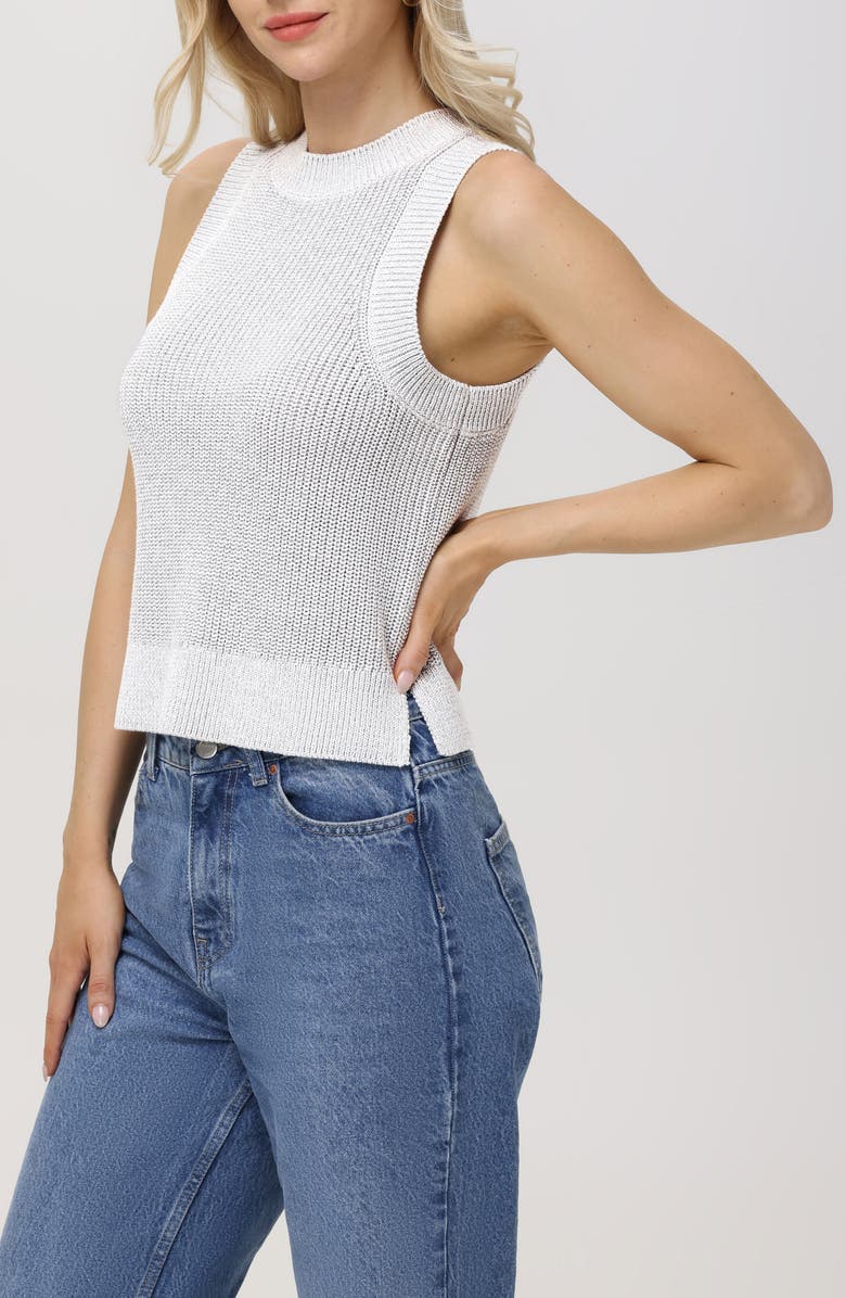 525 Demi Cotton Sleeveless Metallic Sweater, Alternate, color, Glacier Grey