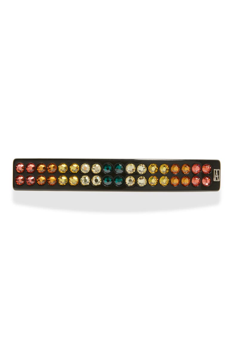 Rainbow Crystal Barrette, Main, color, BLACK