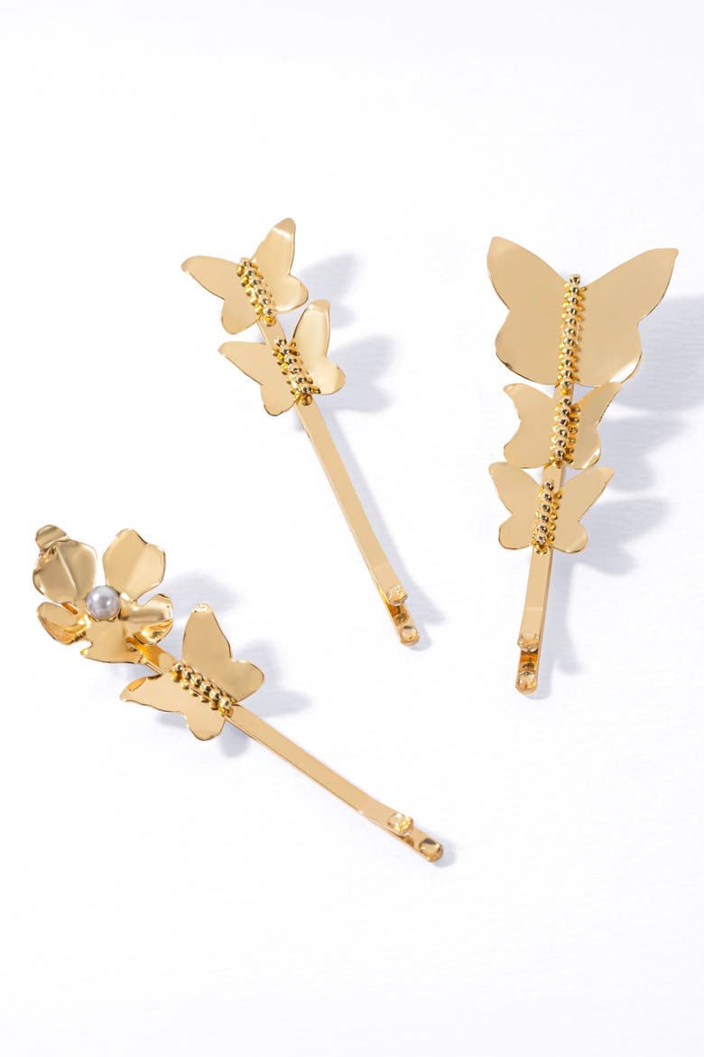 Ivy Hair Pins - Set of 3 - Gold, Alternate, color, Metallic Gold