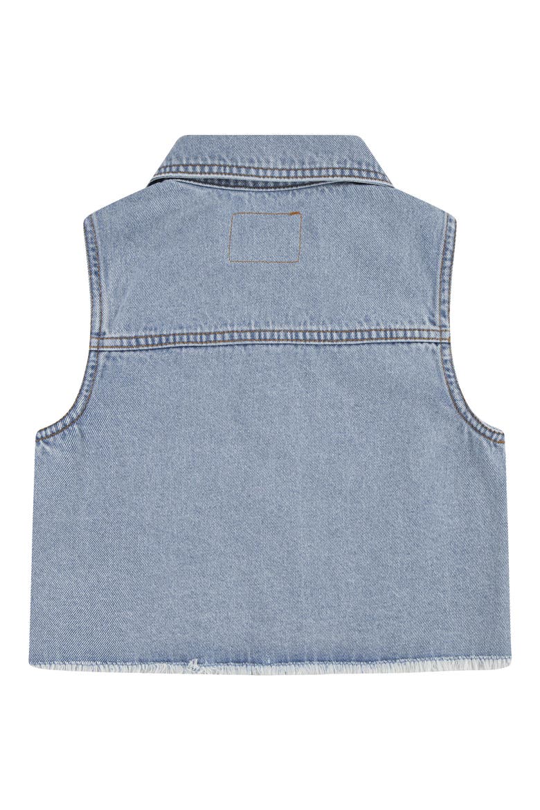 Kids' Embroidered Raw Hem Denim Vest, Alternate, color, DESERT SKY