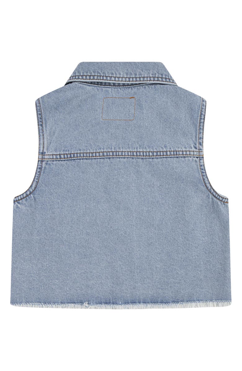 Levi's Kids' Embroidered Raw Hem Denim Vest, Alternate, color, Desert Sky