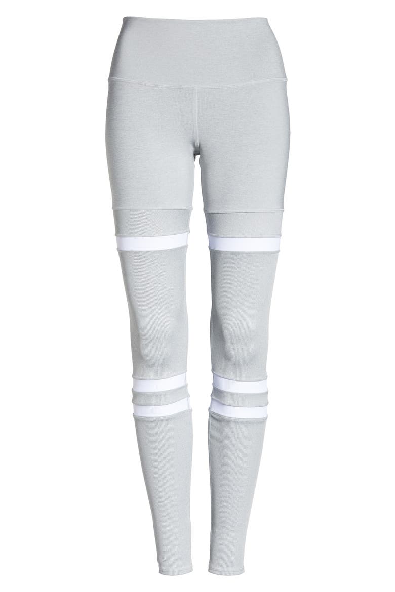 Legit High Waist Leggings, Alternate, color, ATHLETIC HEATHER GREY/ WHITE