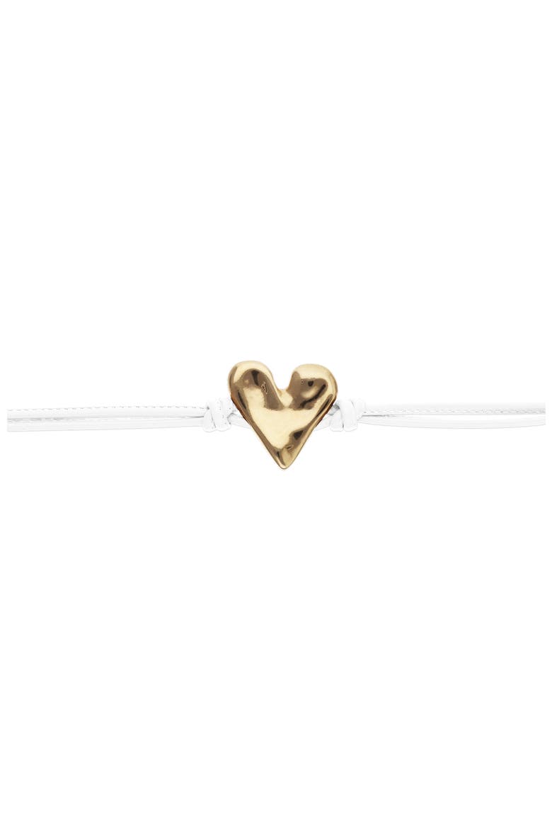 White Leather Bracelet with 18K Gold-Plated Heart Detail, Alternate, color, Gold