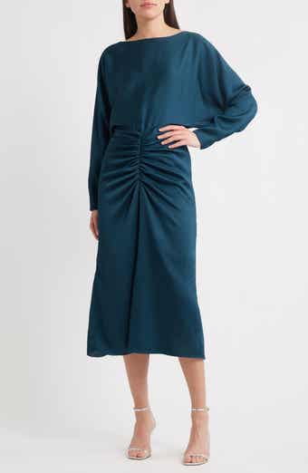 Amsale Ruched Long Sleeve Cocktail Dress