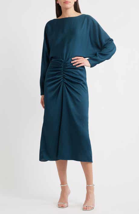 Amsale Ruched Long Sleeve Cocktail Dress