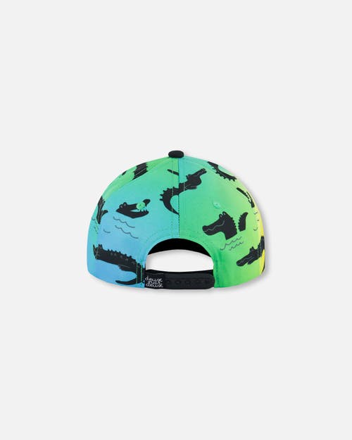 DEUX PAR DEUX DEUX PAR DEUX BOY'S PRINTED CAP BLACK AND MULTICOLORED CROCODILES 