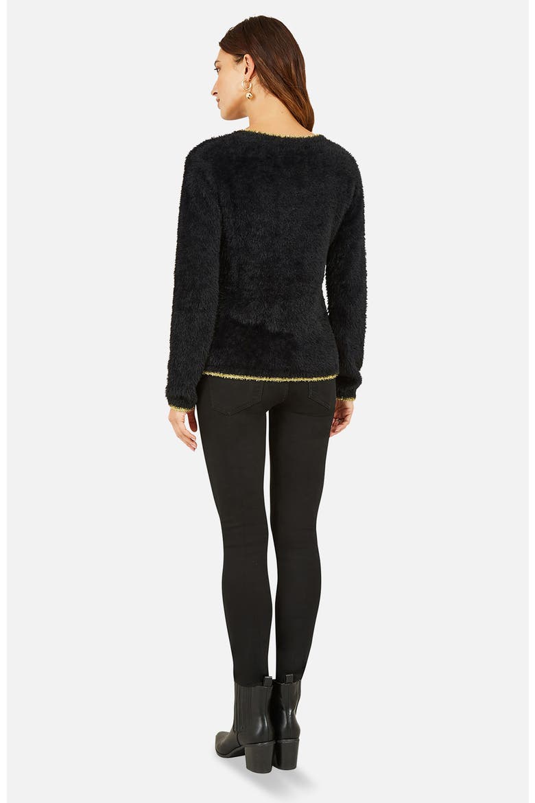 Fluffy Star Holiday Sweater, Alternate, color, Black